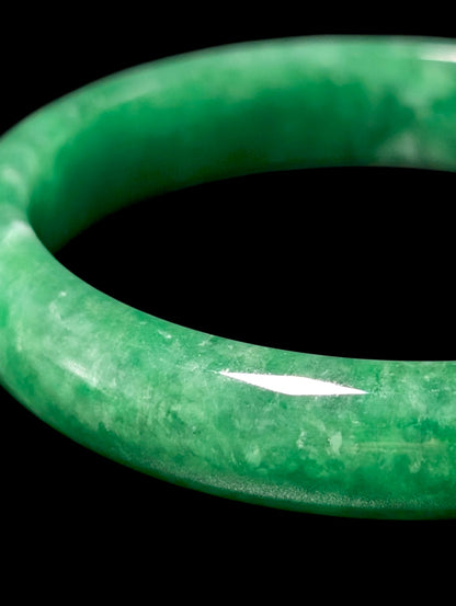 Vintage Genuine Green Jadeite 11.75mm Thick Bangle Bracelet