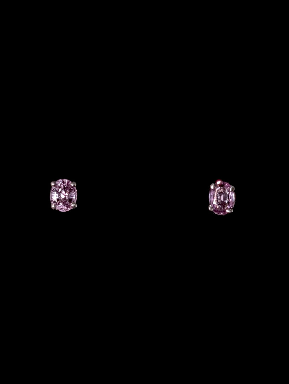 Vintage Oval Cut Genuine Pink Sapphire Stud Sterling Silver Earrings
