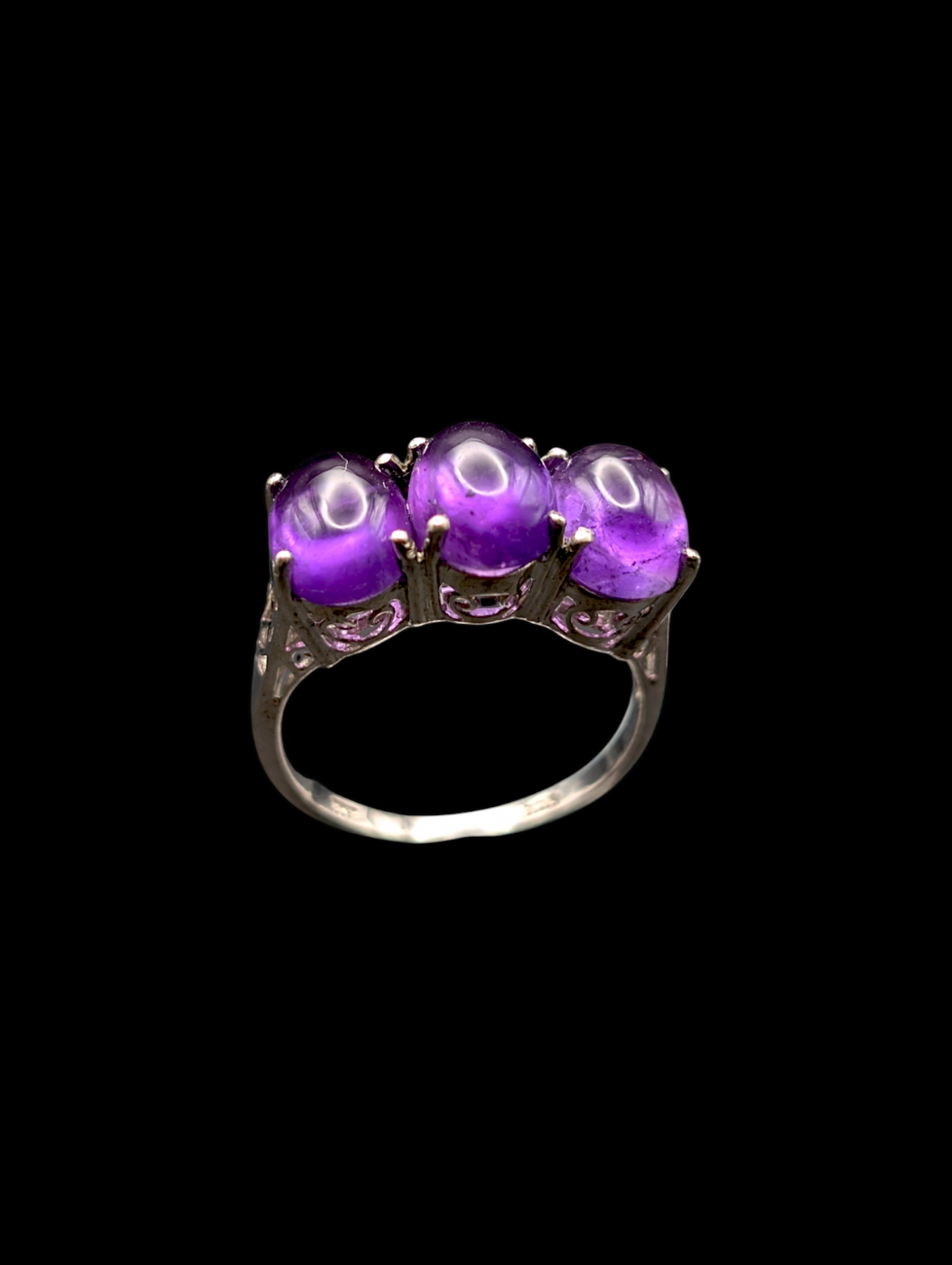 Gothic inspired Sterling Silver Earth Mined Amethyst Necklace, Ring and Earrings Set