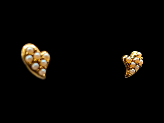 Vintage Avon Gold and Pearl Heart Earrings