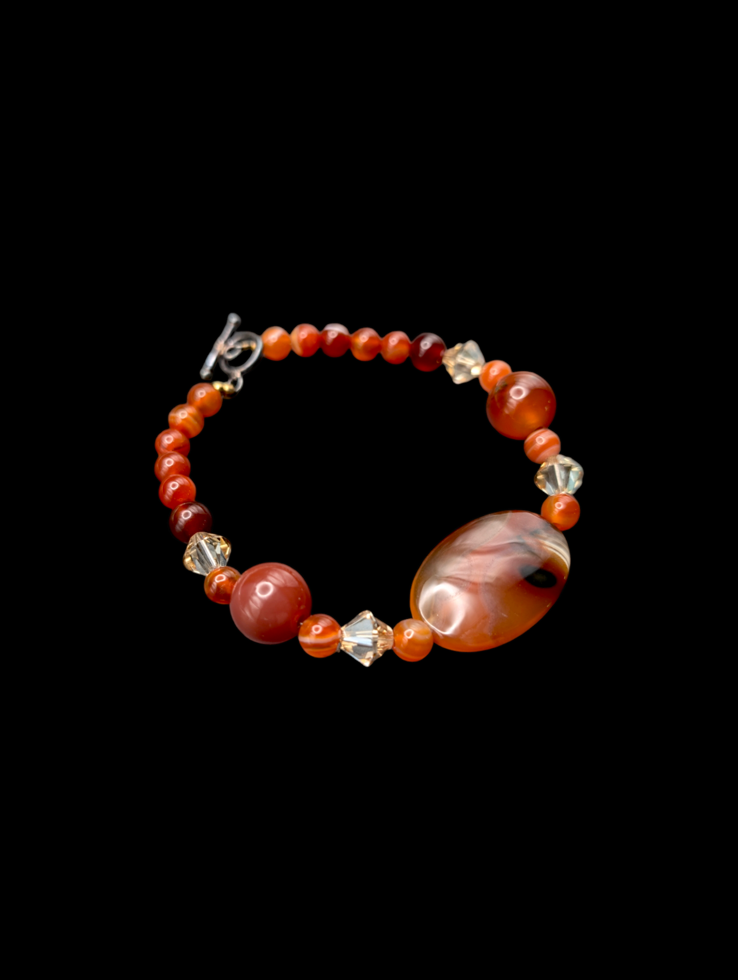 Vintage Carnelian Agate Oval 925 Bracelet