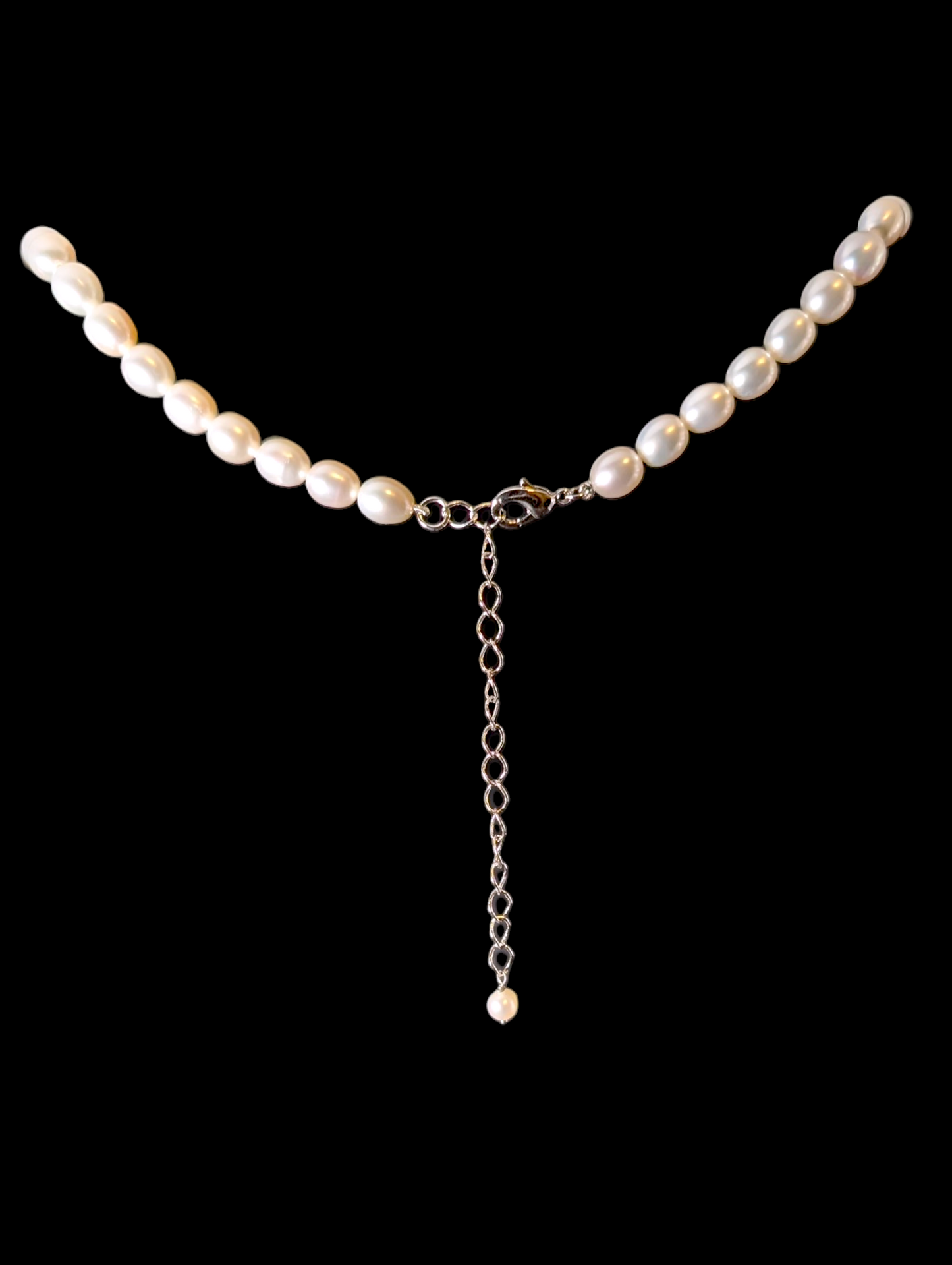 Vintage Genuine White Pearls with Simulated Diamond Silver Toned Necklace