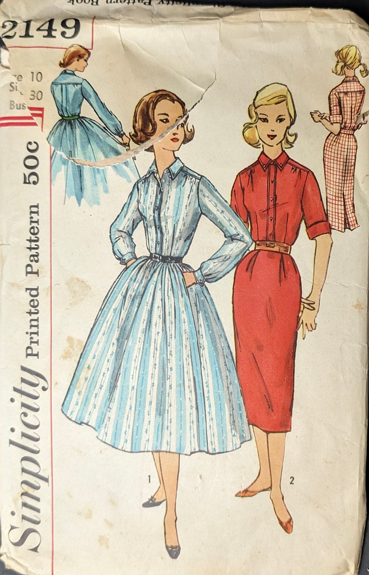 1950s - 1960s Original Vintage Sewing Pattern: Simplicity 2149 Size 10