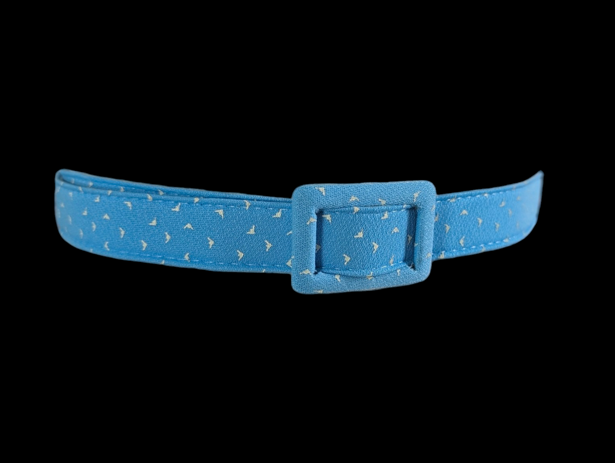 1950s True Blue Belt with White Bird Pattern – HobbyBobbins
