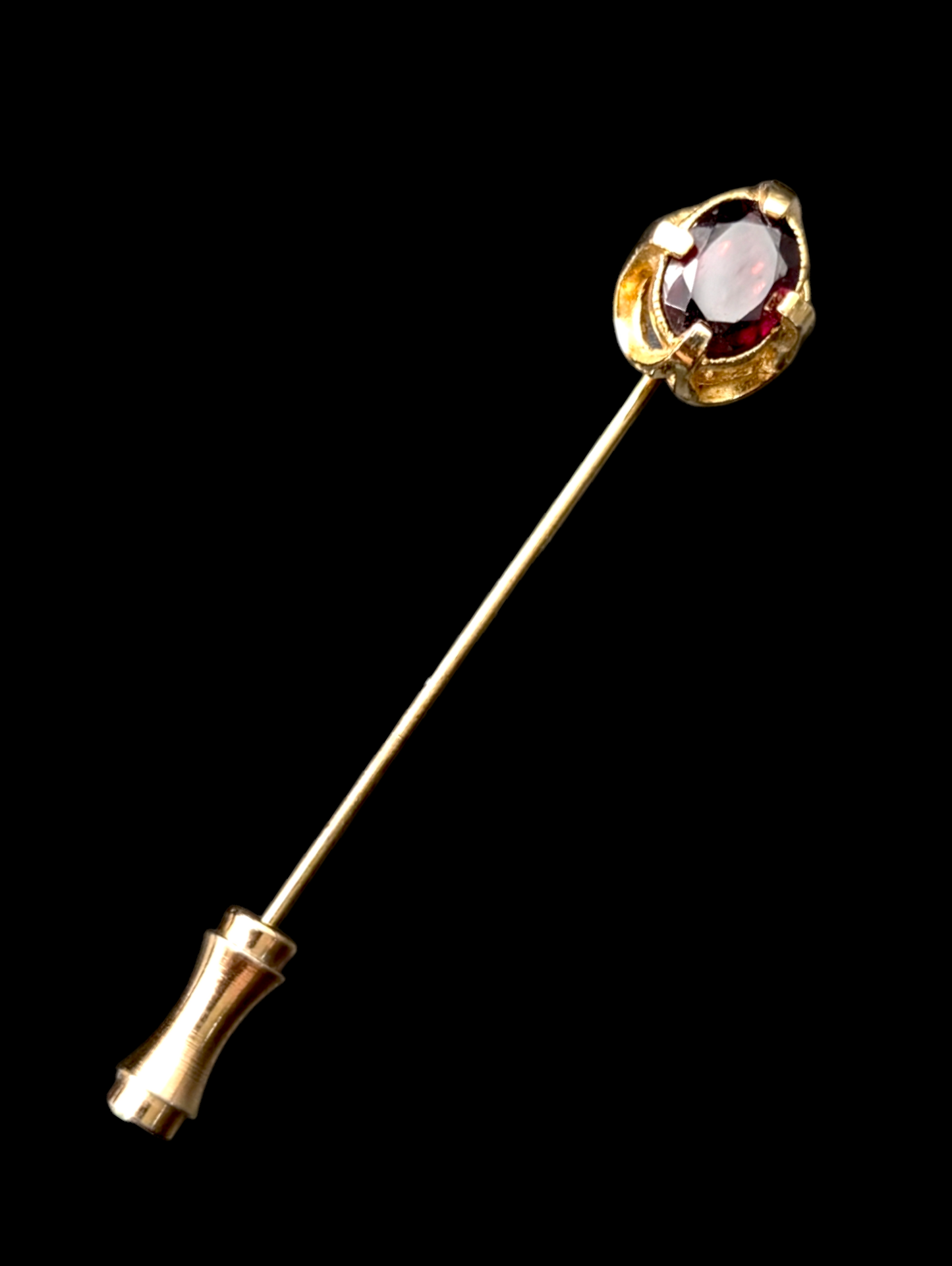 Vintage Garnet Gemstone Gold Filigree Hat Stick Pin