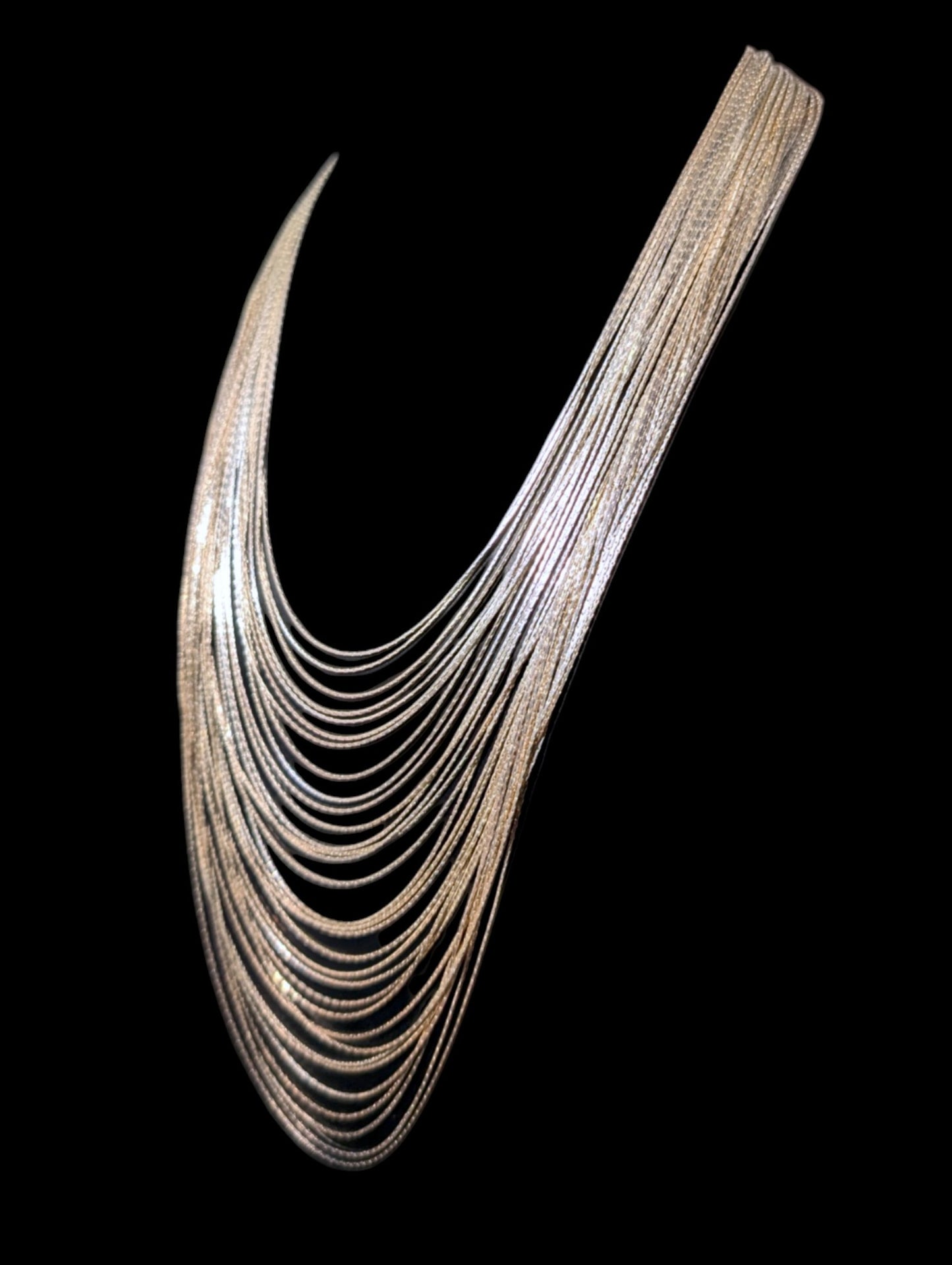 Vintage 2 Piece Set Liquid Silver Multi Strand Sterling Plated Necklace and Bracelet