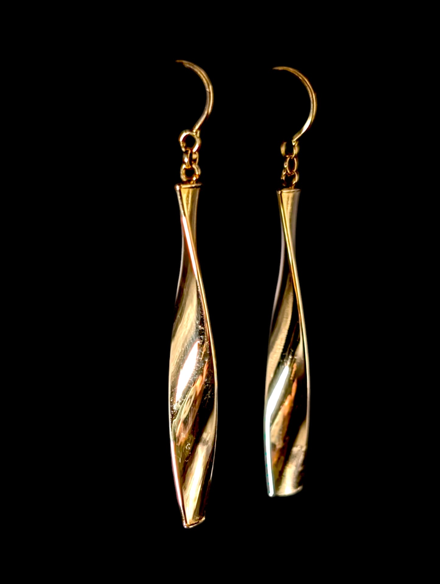Vintage 18kt Gold Italian Milor Dangle Twisted Bar Earrings