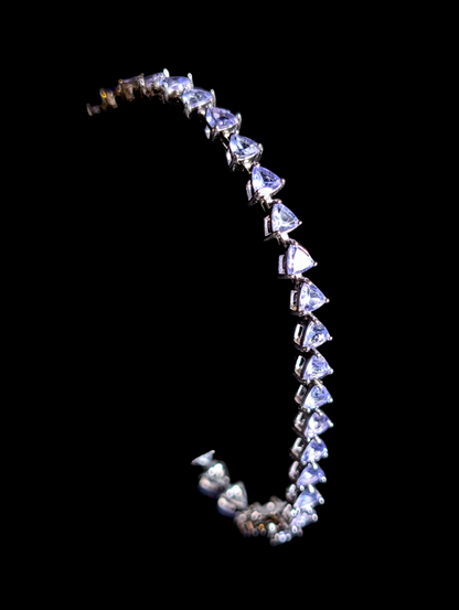 Vintage Inspired Trillion Cut Genuine Tanzanite Sterling Silver Tennis Bracelet