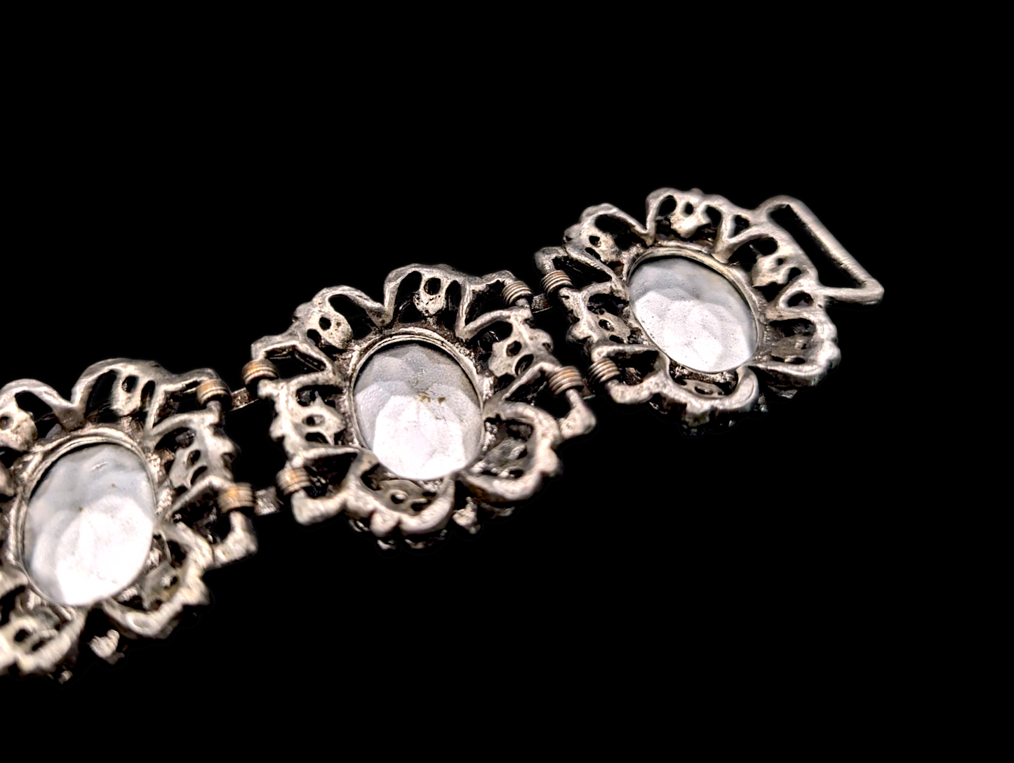 Vintage Rare Elizabeth Morrey Gothic Inspired Silver Filigree Earrings and Bracelet 2 Piece Set