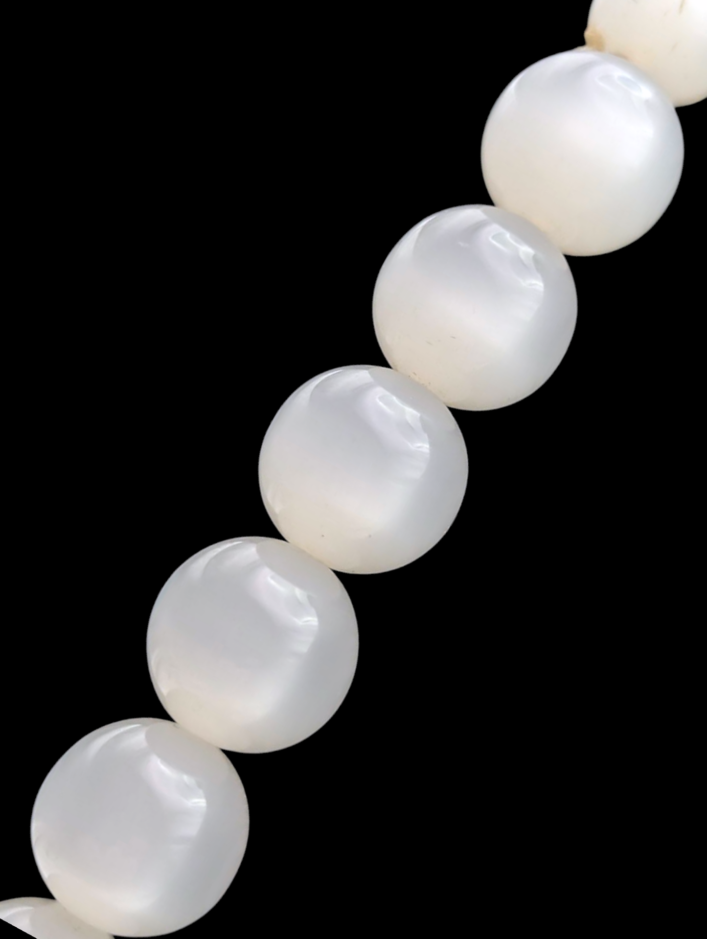 1950s Vintage Lucite White Moonglow Graduating Bead Necklace