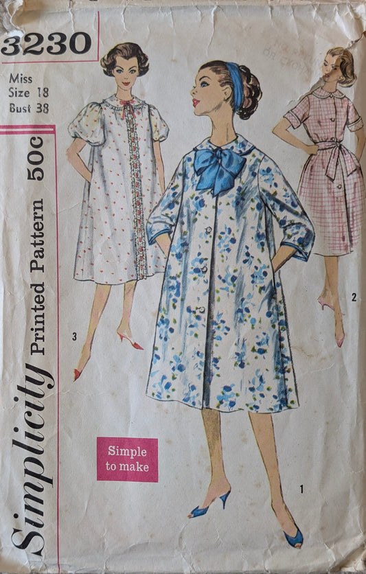 1950s Original Vintage Sewing Pattern: Simplicity 3230 Size 18