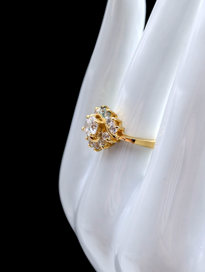 Vintage Cluster Spiral Simulated Diamond Gold over Sterling Vacation Ring