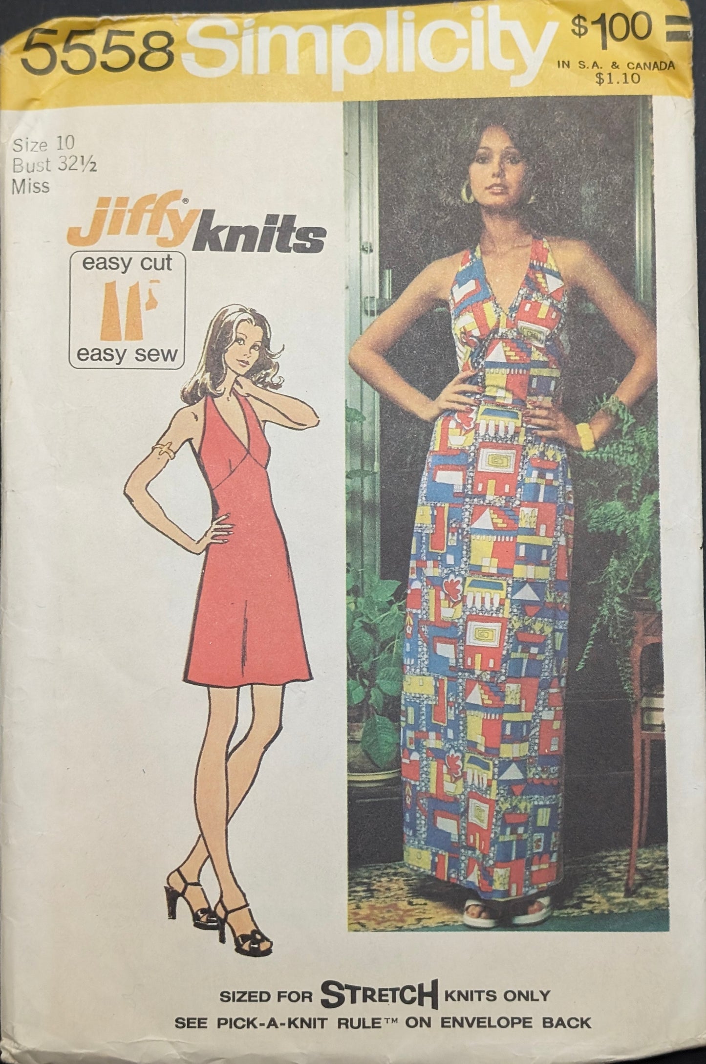 1960s - 1970s Original Vintage Sewing Pattern: Simplicity 5558 Size 10