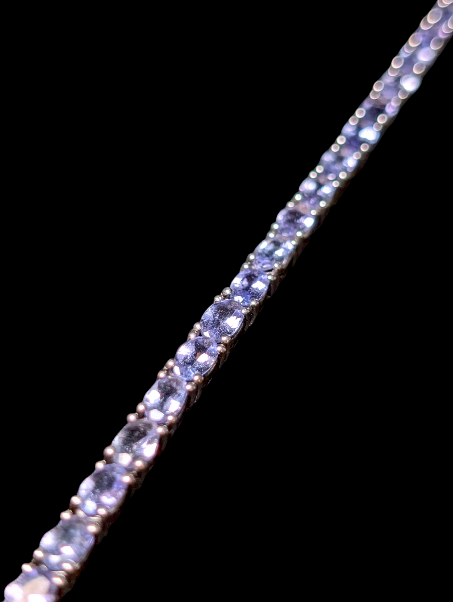 Vintage Earth Mined Genuine Tanzanite Sterling Silver Tennis Bracelet