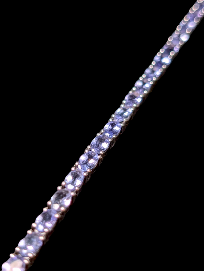 Vintage Earth Mined Genuine Tanzanite Sterling Silver Tennis Bracelet