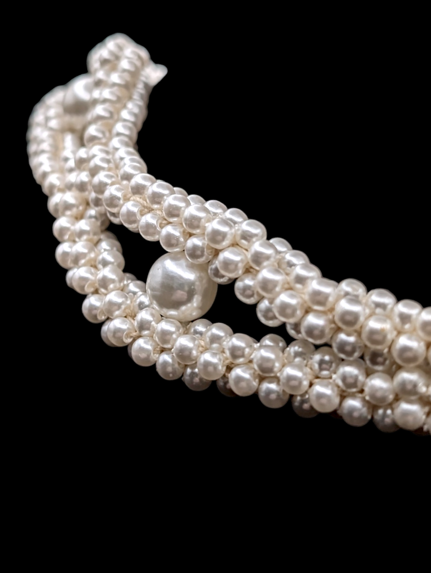 1940s-1950s Scalloped Pearl Choker Necklace