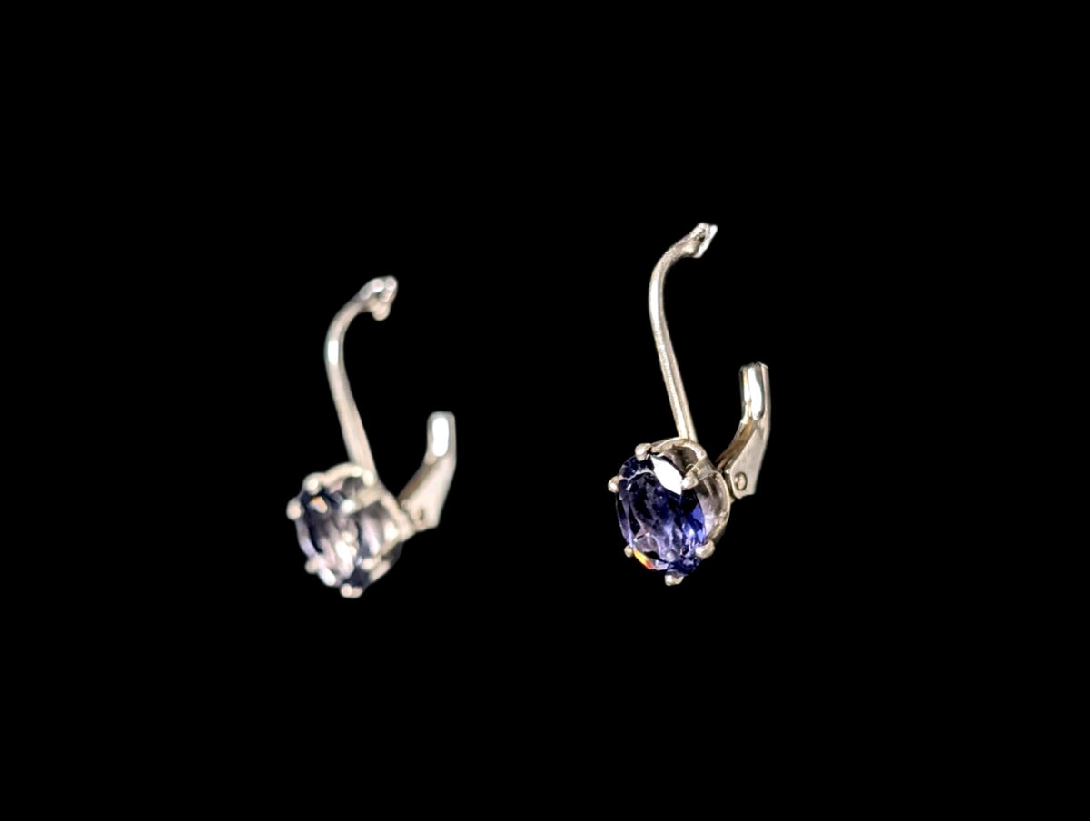 Vintage Oval Cut Genuine Tanzanite Sterling Silver Drop Earrings