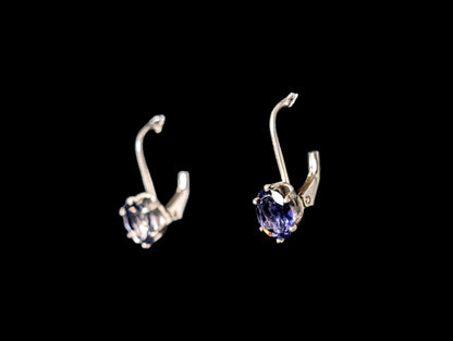 Vintage Oval Cut Genuine Tanzanite Sterling Silver Drop Earrings