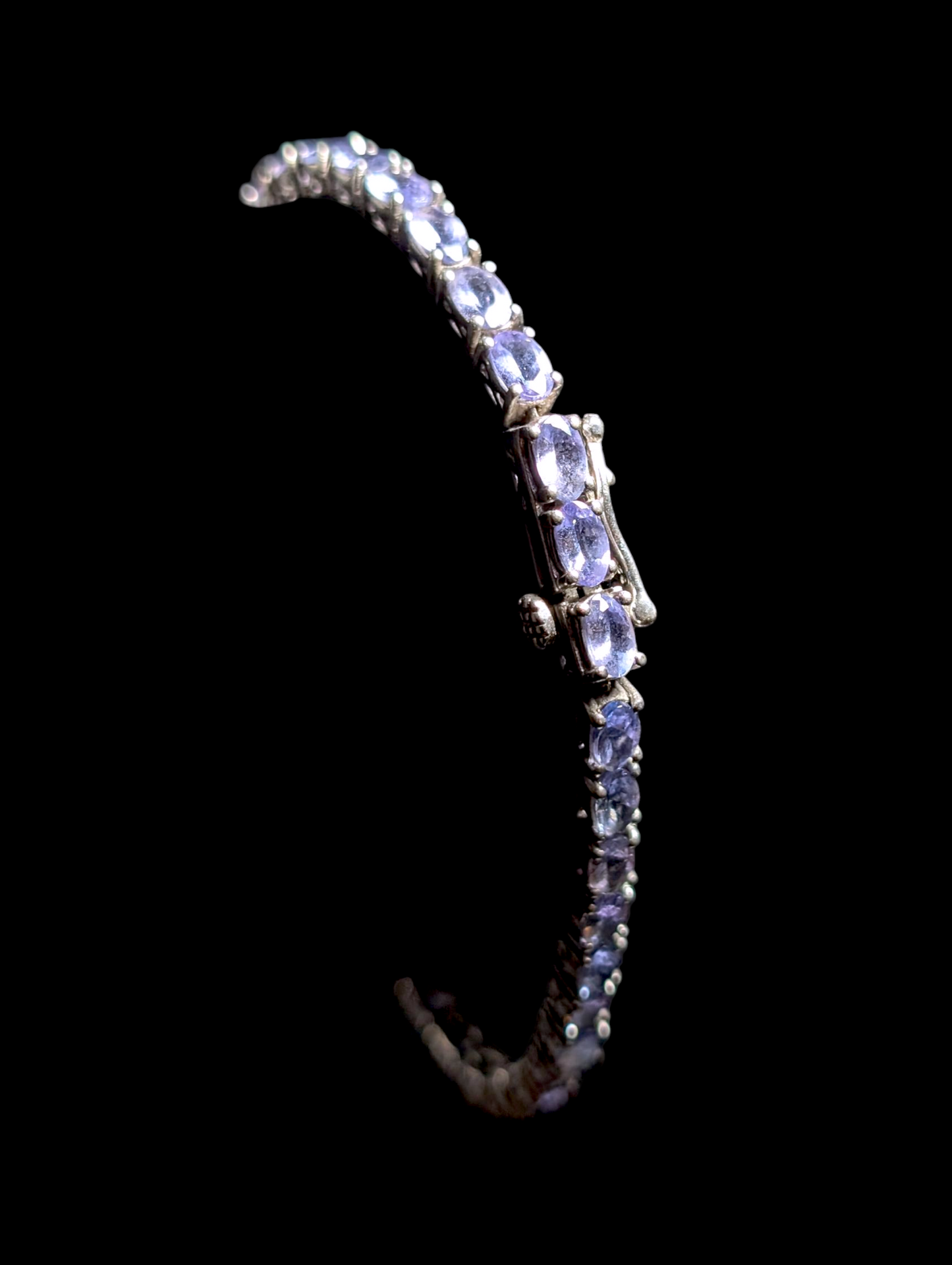 Vintage Earth Mined Genuine Tanzanite Sterling Silver Tennis Bracelet