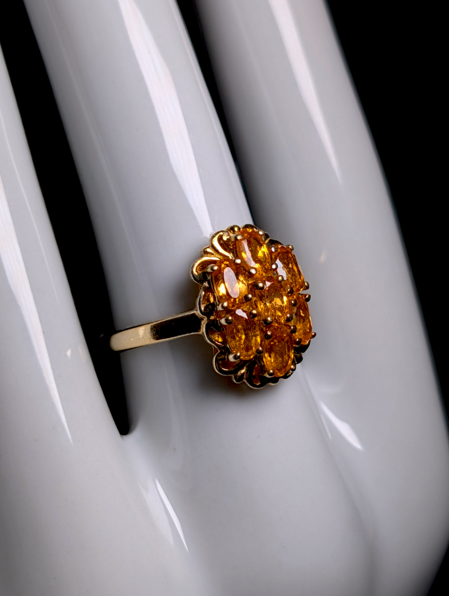 Vintage Oval Cut Orange Genuine Mandarin Spessartine Garnet 18k Yellow Gold Vermeil Ring