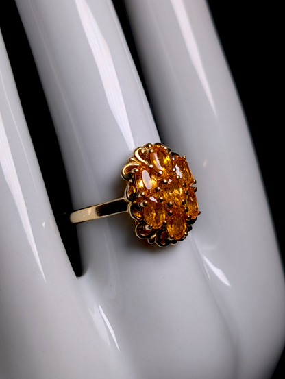 Vintage Oval Cut Orange Genuine Mandarin Spessartine Garnet 18k Yellow Gold Vermeil Ring
