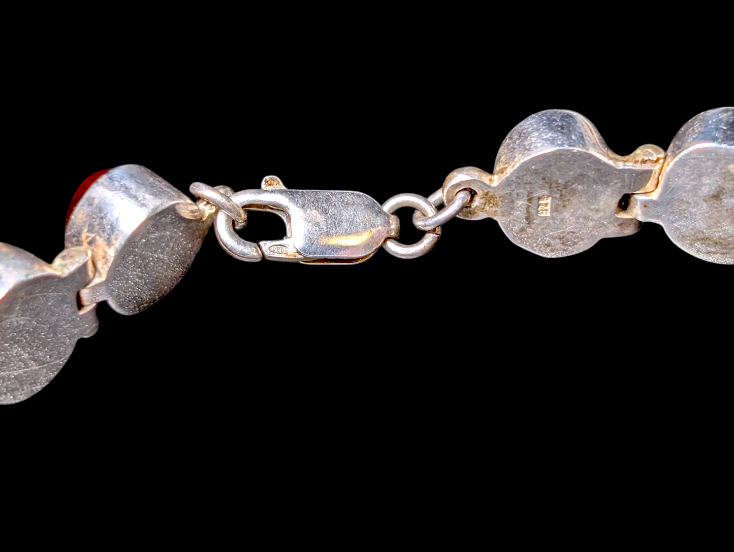 Vintage Oval Cut Cabochon Bezel Set Genuine Baltic Honey Amber Sterling Silver Tennis Bracelet