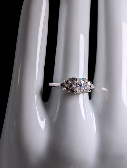 Vintage 1930's-1940's Inspired Simulated Diamond Silver Toned Vacation Ring
