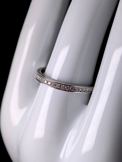 Vintage Jeulia Simulated Diamond Eternity Stackable Sterling Silver Band Ring