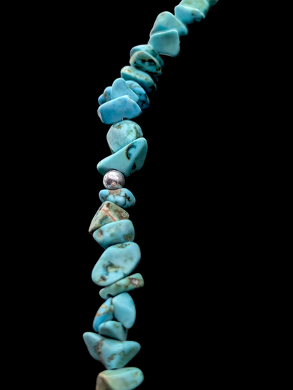 Vintage Raw Genuine Turquoise and Howlite Chip and Pendant Southwest Style Gemstone Necklace