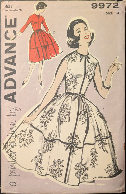 1950s Vintage Advance 9972 Sewing Pattern Size 14