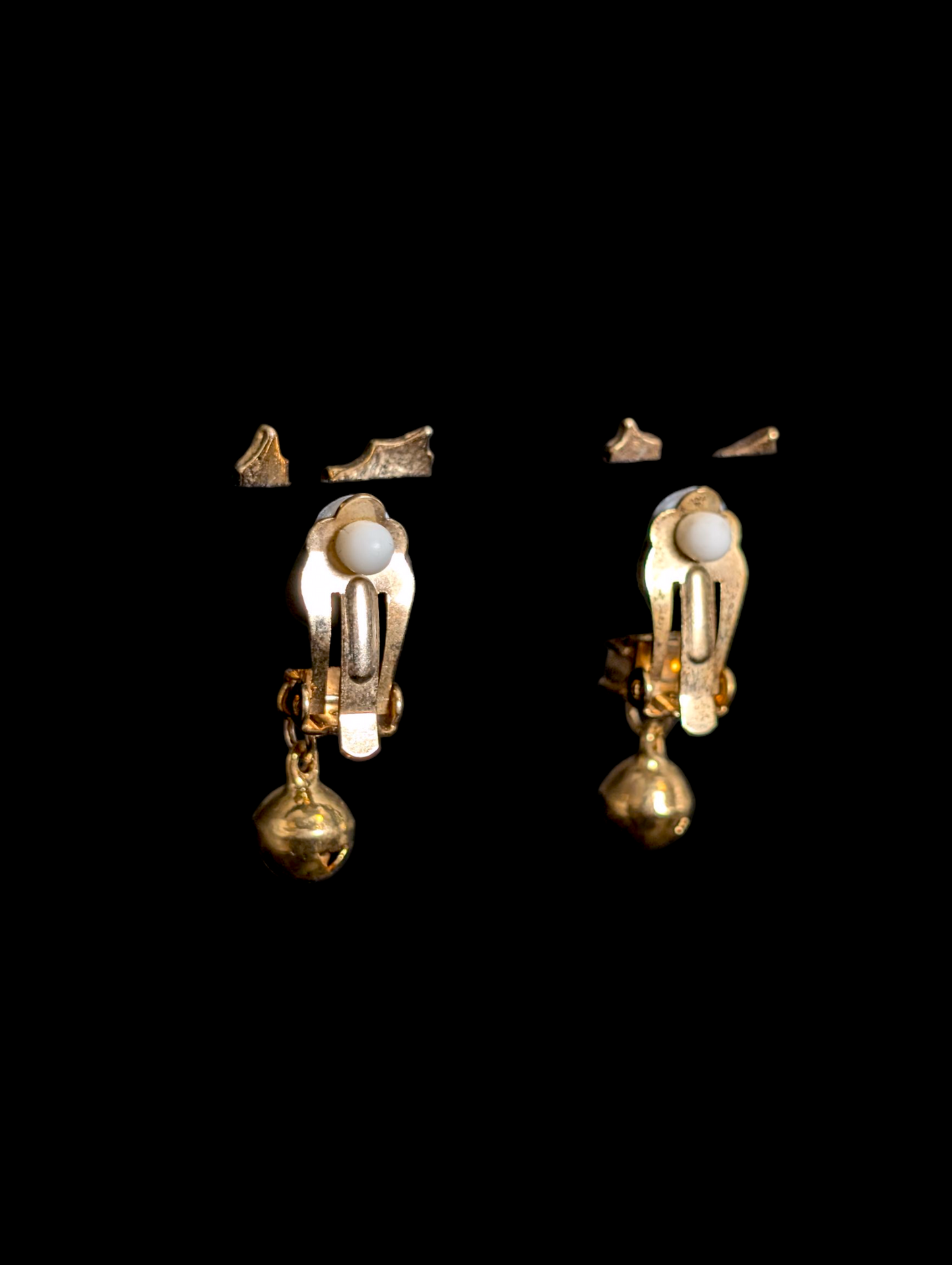 Vintage Enamel and Rhinestone Holly with Real Bells Earrings