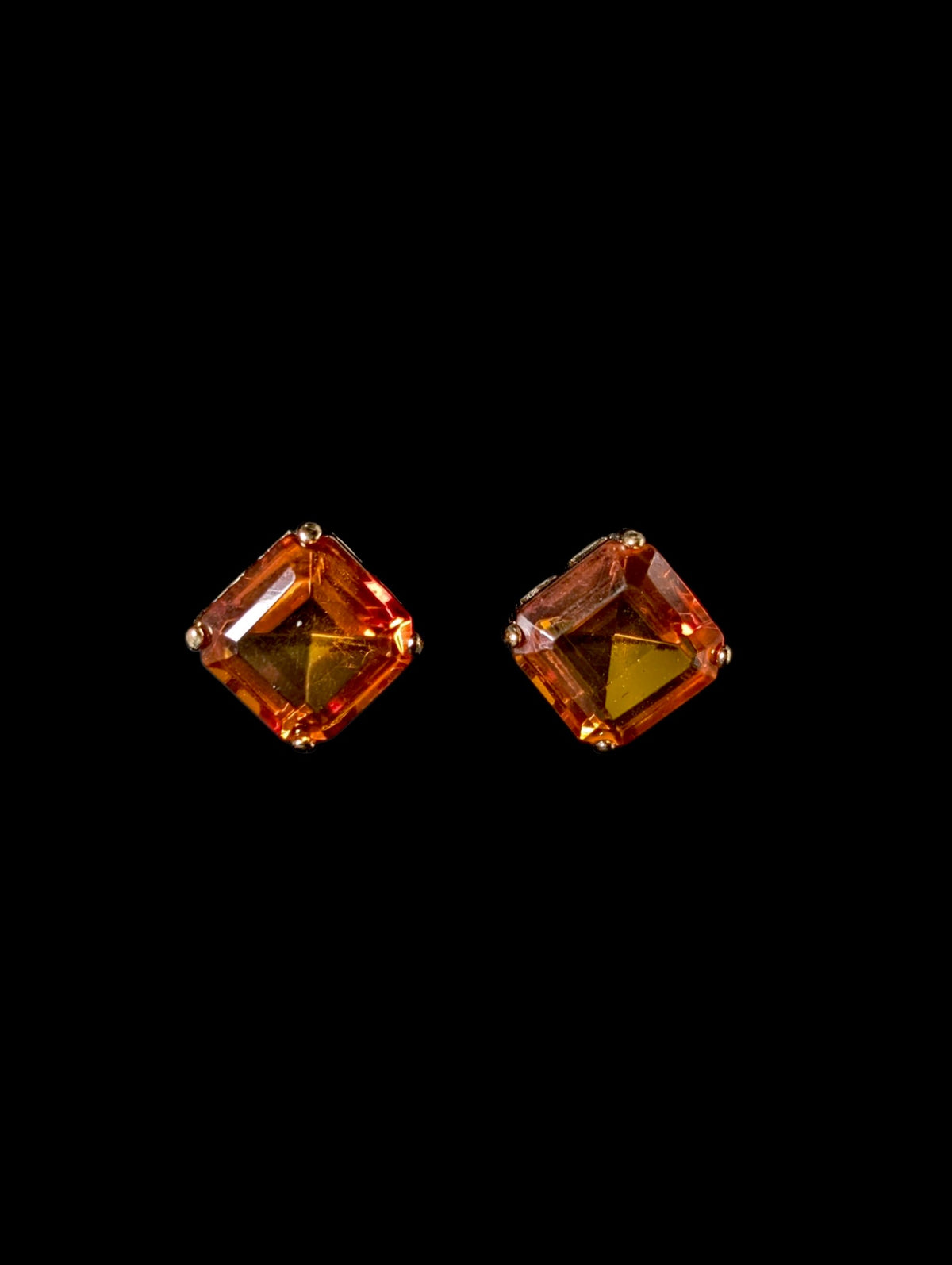 Vintage Lee Sands Simulated Citrine Gold Plated Stud Earrings