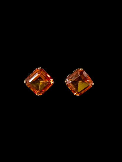 Vintage Lee Sands Simulated Citrine Gold Plated Stud Earrings