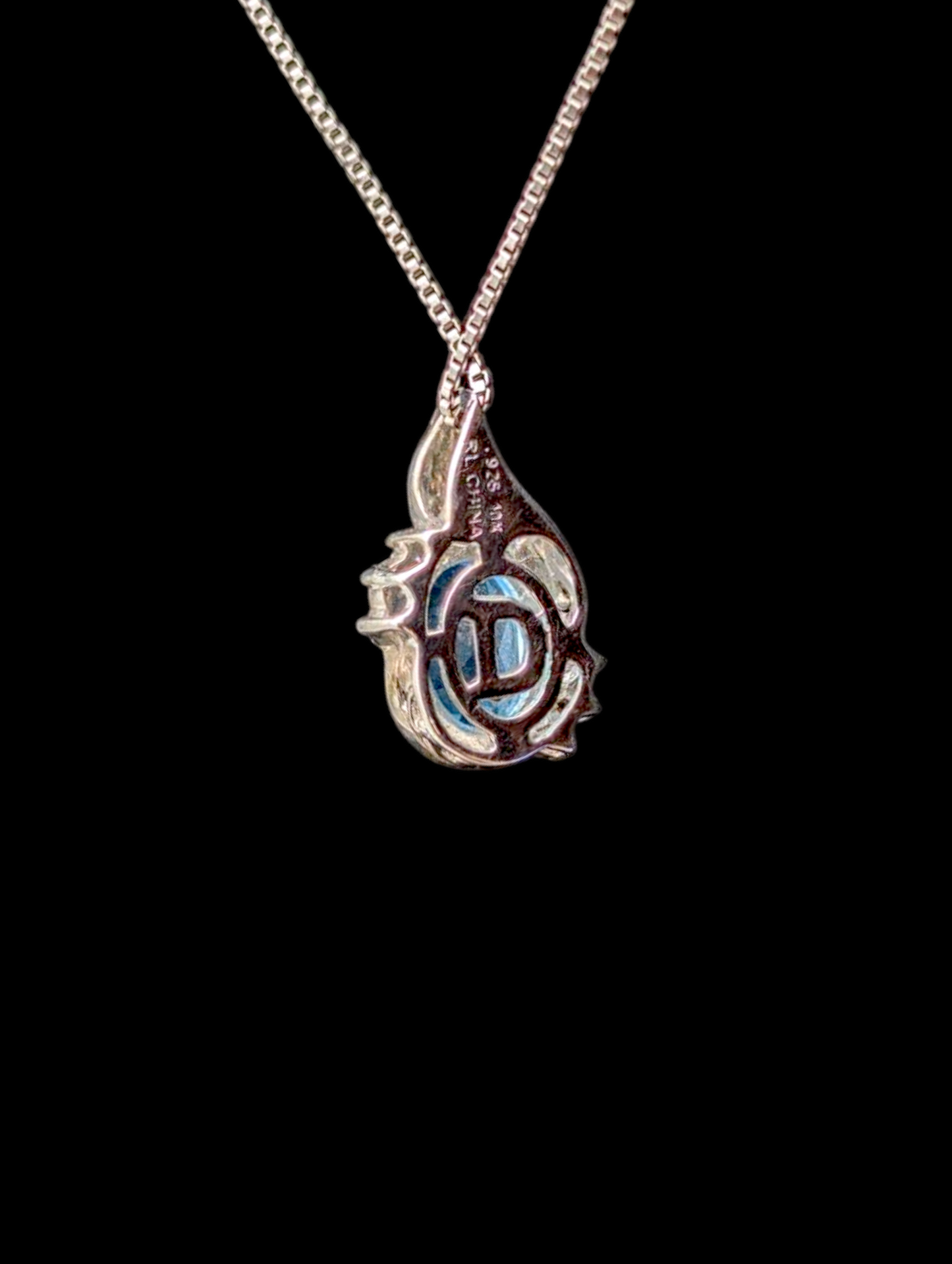 Vintage 10k Gold Vermeil Genuine Swiss Blue Topaz and Diamond Accent Pendant
