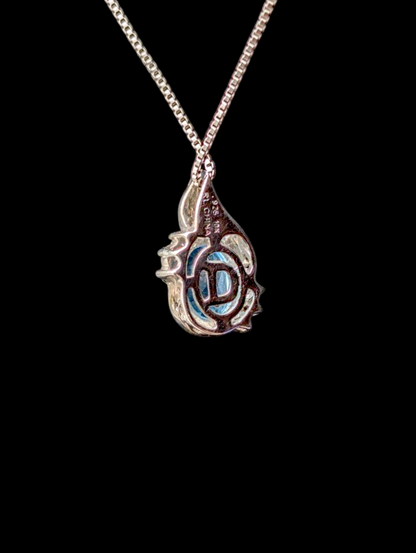 Vintage 10k Gold Vermeil Genuine Swiss Blue Topaz and Diamond Accent Pendant
