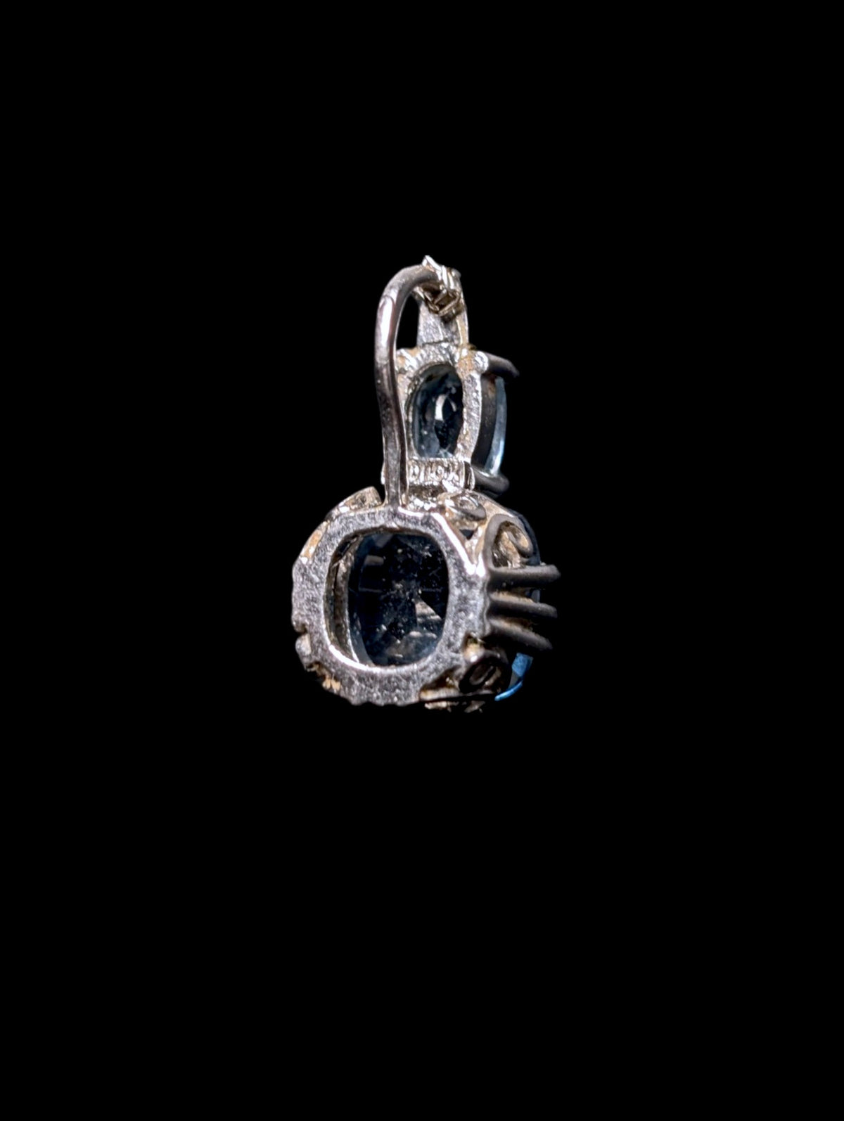 Vintage Genuine Swiss and London Blue Topaz Sterling Silver Pendant