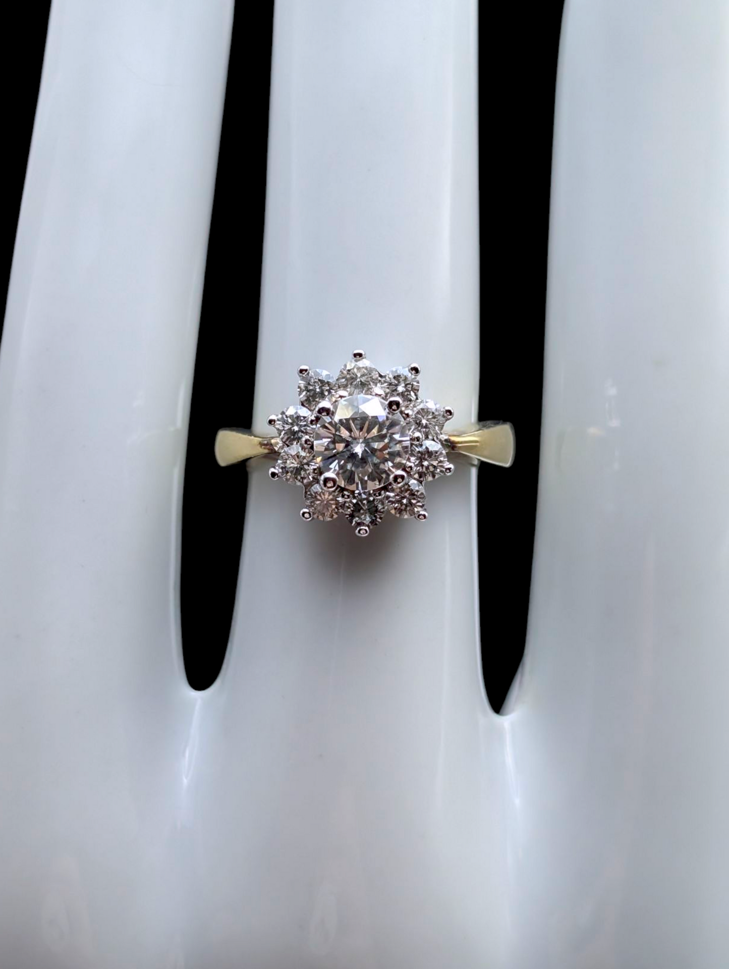 Vintage Collins & Cook Genuine Moissanite Flower Cluster 18k Gold Vermeil Ring