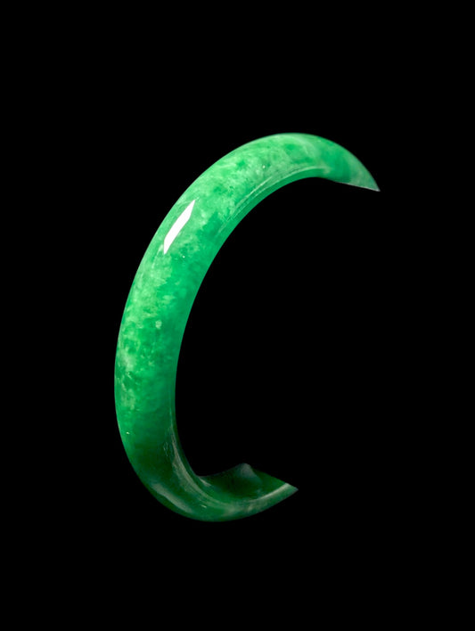 Vintage Genuine Green Jadeite 11.75mm Thick Bangle Bracelet