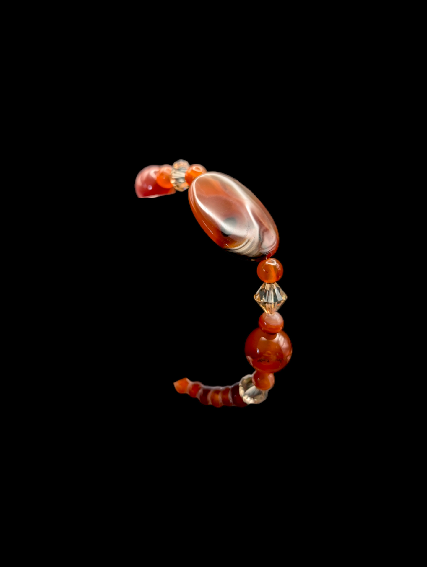 Vintage Carnelian Agate Oval 925 Bracelet