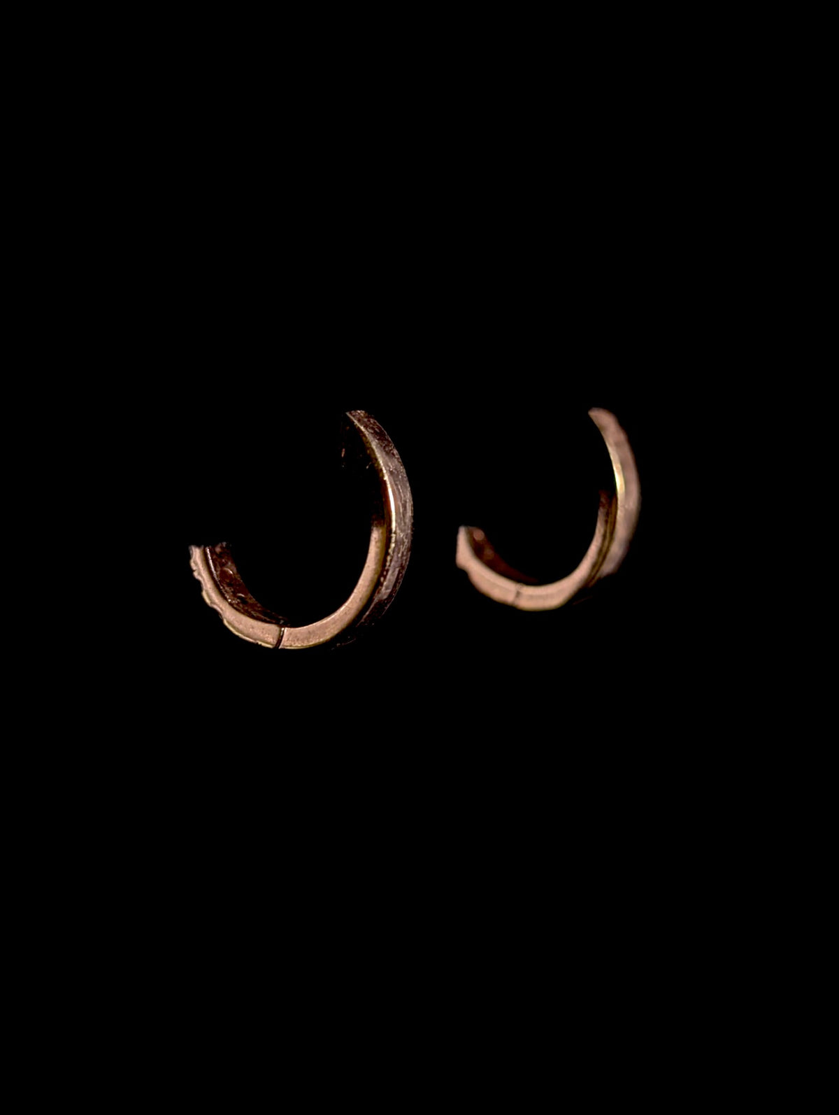 Vintage Simulated Diamond Rose Gold over Sterling Mini Hoop Huggie Earrings
