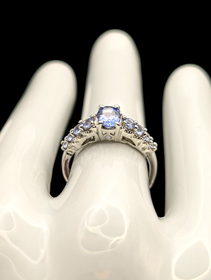 Vintage Oval Cut Earth Mined Genuine Tanzanite Sterling Silver Ring