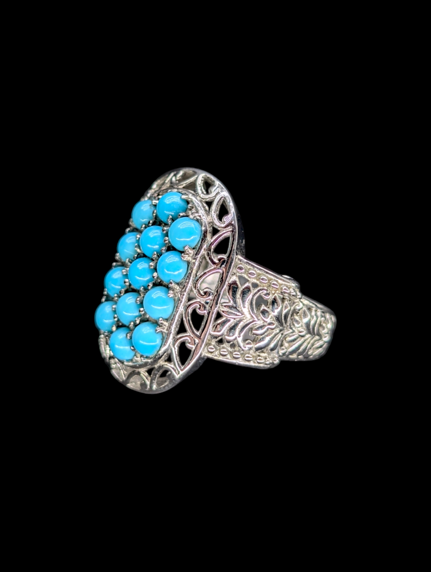 Vintage Arizona Sleeping Beauty Genuine Turquoise Stainless Steel Silver Ring