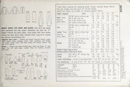 1960s - 1970s Original Vintage Sewing Pattern: Simplicity 6636 Size 12