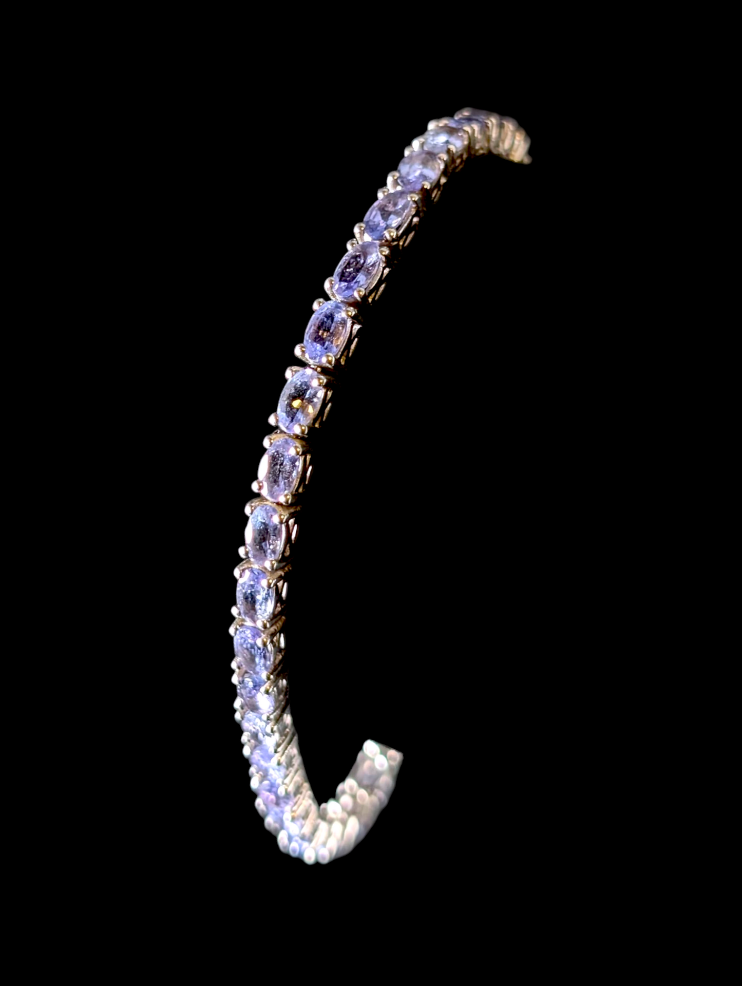 Vintage Earth Mined Genuine Tanzanite Sterling Silver Tennis Bracelet