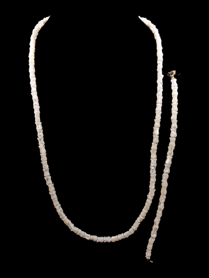 1930s-1950s Mother Of Pearl Tulip Matinee Length Necklace and Bracelet Set