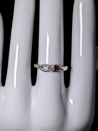 Vintage Round Cut Genuine Diamond Solitaire Stackable Engagement Ring