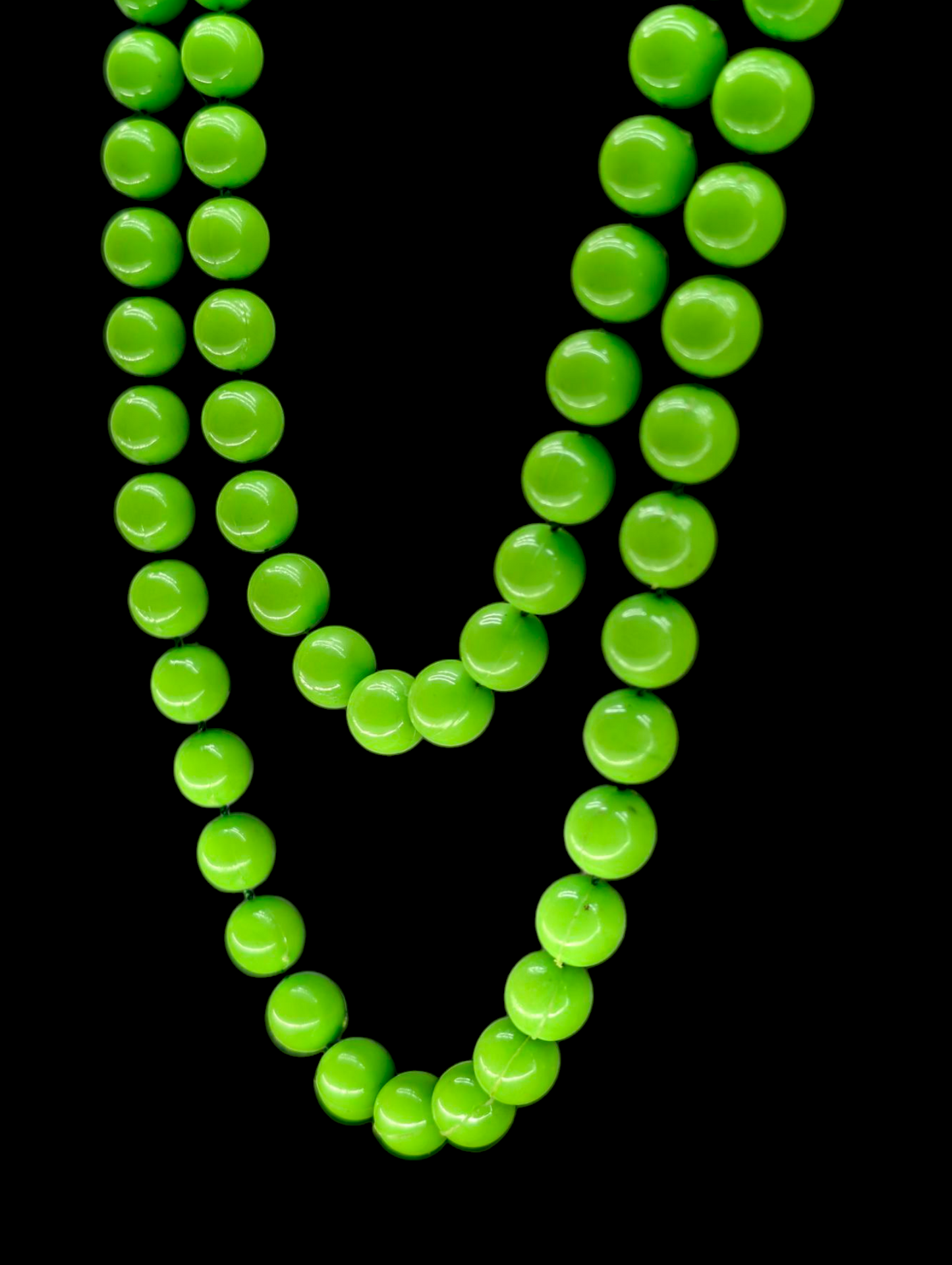 1960s Vintage Green Lucite Beaded Long Necklace
