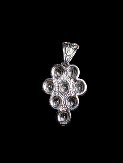 Vintage Oval Cut Genuine Sky Blue Topaz Stainless Steel Cluster Pendant