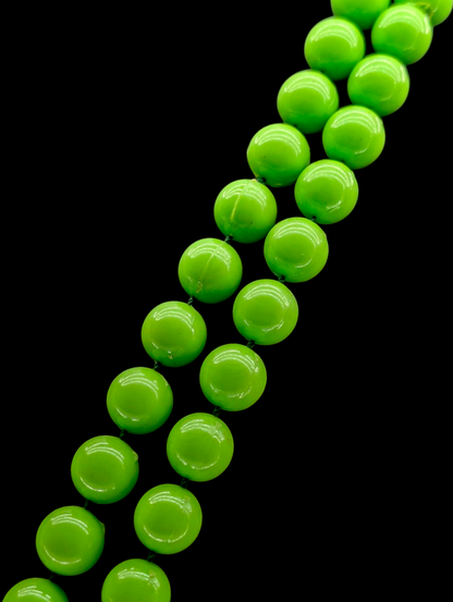1960s Vintage Green Lucite Beaded Long Necklace