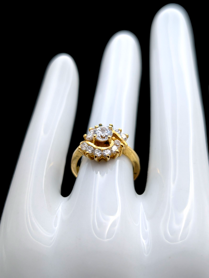 Vintage Cluster Spiral Simulated Diamond Gold over Sterling Vacation Ring